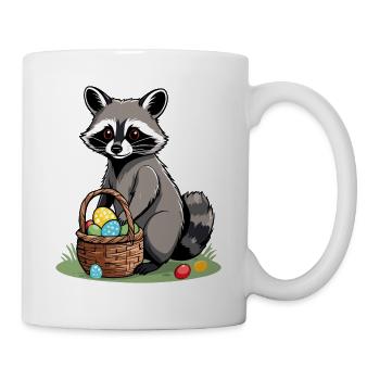 Drôle De Costume De Raton Laveur Oeufs De Pâques Mignons - Mug blanc - blanc - Droite