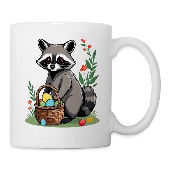 Drôle De Costume De Raton Laveur Oeufs De Pâques Mignons - Mug blanc - blanc - Droite