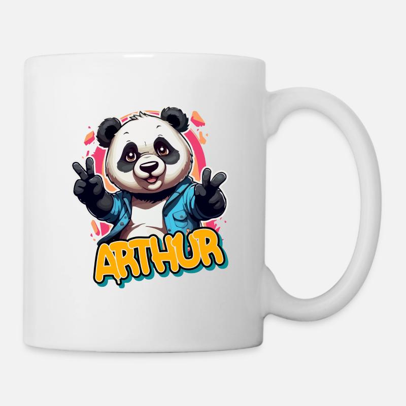 ARTHUR - Beau prénom de garçon avec un panda cool - Mug blanc - blanc