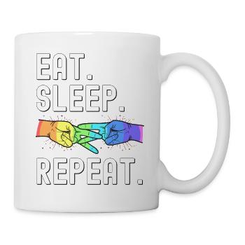 Eat Sleep Love Repeat Lesbian Pride Funny - Mug - white - Right
