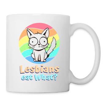 Lesbiennes Manger Ce Chat Drôle Humour Jeu De Mots LGBTQ Pride - Mug blanc - blanc - Droite