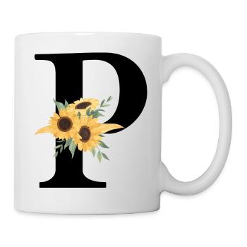 Letter p floral sunflower - Mug - white - Right