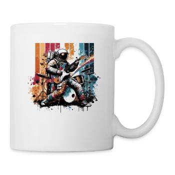 Astronaute rétro jouant des guitares électriques - Mug blanc - blanc - Droite