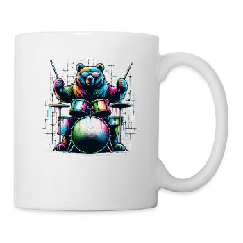 Ours Jouant de la batterie Tambour Batteur Tambour Batteurs - Mug blanc - blanc - Droite