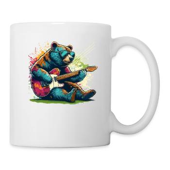 Splash Art Bear Playing Electric Guitar Guitars - Mug - white - Right