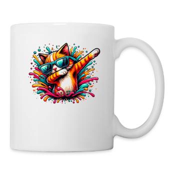 Splash Art Dubbing Katze Sonnenbrille Kätzchen Katzen - Tasse - Weiß - Rechts