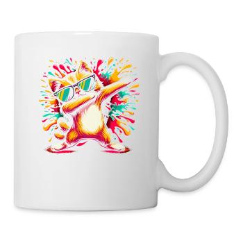 Splash Art Dubbing Katze Sonnenbrille Kätzchen Katzen - Tasse - Weiß - Rechts