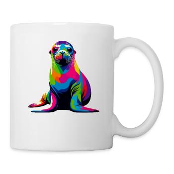 Pop Art coloré Moine hawaïen phoque phoque - Mug blanc - blanc - Droite