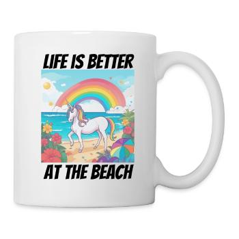 La vie est plus belle à la plage Licorne - Mug blanc - blanc - Droite