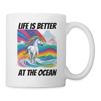 Life is better at the ocean Unicorn - Mug - white - Right