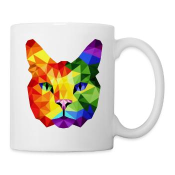 Lgbt Silhouette Poly Art Crystal Kitten Lover - Mug - white - Right