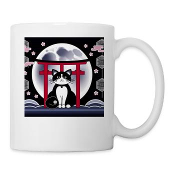 Lune rétro Floral Art japonais Torii - Mug blanc - blanc - Droite