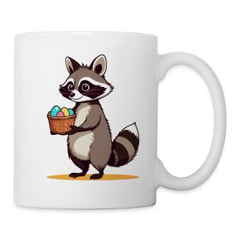 Costume de raton laveur drôle avec conception d’œufs de Pâques - Mug blanc - blanc - Droite
