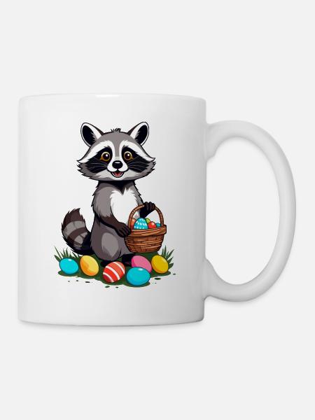 Drôle De Costume De Raton Laveur Oeufs De Pâques Mignons - Mug blanc - blanc