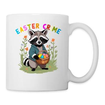Funny Raccoon Easter Bunnies & Easter Eggs Design - Mug - white - Right