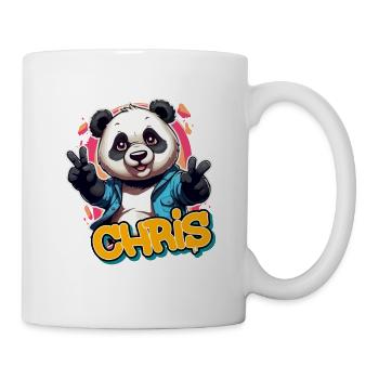 CHRIS - Schöner Jungen Name mit coolem Panda - Tasse - Weiß - Rechts