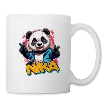 NIKA - Beau prénom de garçon avec panda cool - Mug blanc - blanc - Droite