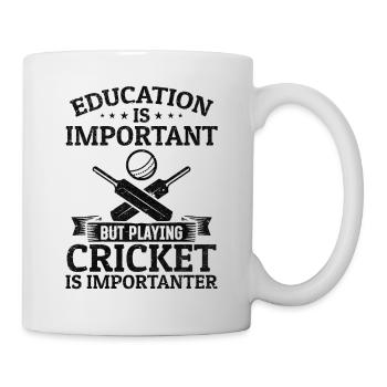 Education is important but playing Cricket is impo - Mug - white - Right
