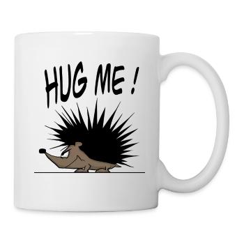 Drôle de hérisson dit HUG ME ! Style de bande dessinée - Mug blanc - blanc - Droite