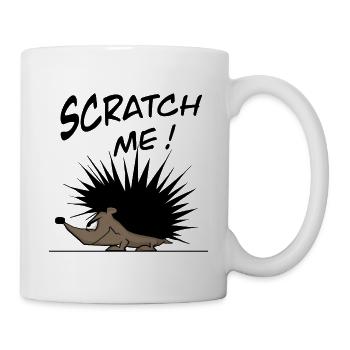 Drôle de hérisson dit SCRATCH ME ! Style de bande dessinée - Mug blanc - blanc - Droite