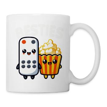 Popcorn And Remote Control Besties Funny Movie - Mug - white - Right