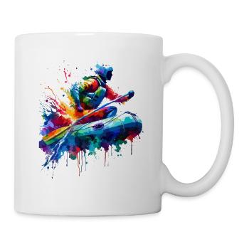 Buntes Splash Art Wildwasser-Rafting auf dem Fluss - Tasse - Weiß - Rechts