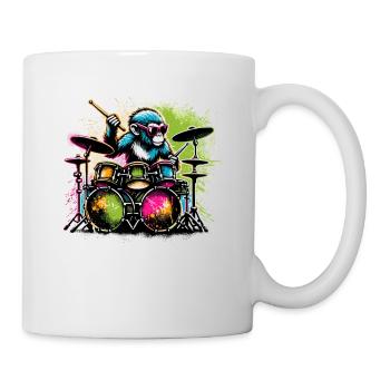 Singe Jouant De La Batterie Tambour Batteur Tambour - Mug blanc - blanc - Droite