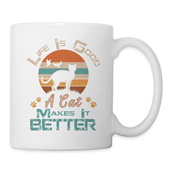 Vintage Black Cat Life Is Good A Cat Makes It Bett - Mug blanc - blanc - Droite
