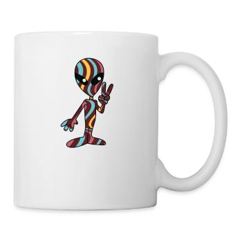 Alien Signe De Paix Main Classique Rétro Drôle UFO Jeu De Mots - Mug blanc - blanc - Droite