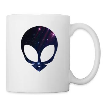 Alien Kopf Sternenhimmel T-Shirt Kosmischer Raum - Tasse - Weiß - Rechts