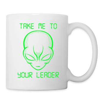 Espace de tête extraterrestre vert amusant Emmenez-moi à votre chef - Mug blanc - blanc - Droite