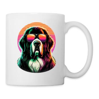 Retro Sunset Sunglasses Newfoundland Dog Newfie - Mug - white - Right