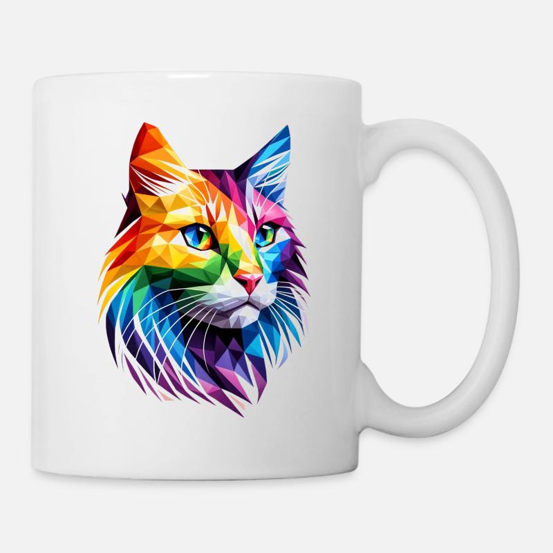 Lgbt Silhouette Poly Art Crystal Kitten Lover - Tasse - Weiß
