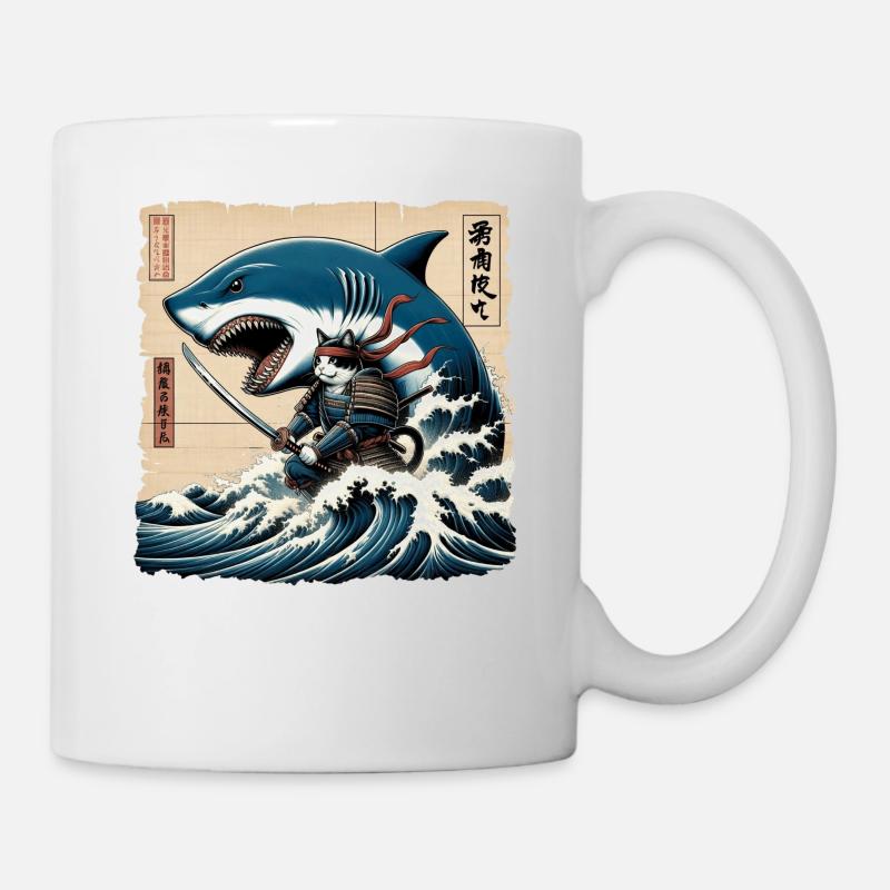 Requin pêcheur japonais vague Art pêche - Mug blanc - blanc