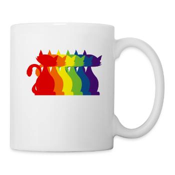 Purride Regenbogen Kätzchen Bunte Lgbt Silhouette - Tasse - Weiß - Rechts