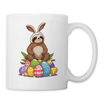 Drôle de paresseux lapin de Pâques emblématique Pâques - Mug blanc - blanc - Droite