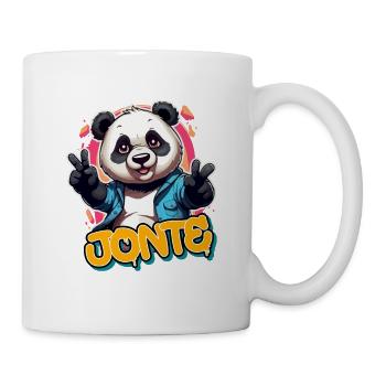 JONTE - Schöner Jungen Name mit coolem Panda - Tasse - Weiß - Rechts