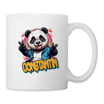 CONSTANTIN - Schöner Jungen Name mit coolem Panda - Tasse - Weiß - Rechts