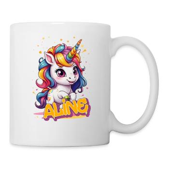 ALINE - Schöner Mädchen Name mit süßem Einhorn - Tasse - Weiß - Rechts