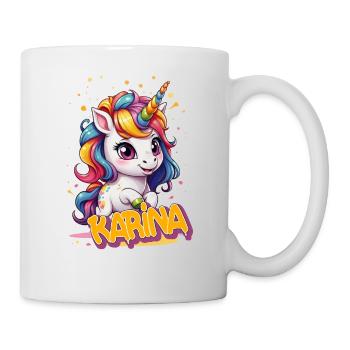 KARINA - Schöner Mädchen Name mit süßem Einhorn - Tasse - Weiß - Rechts
