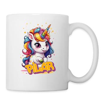PILAR - Schöner Mädchen Name mit süßem Einhorn - Tasse - Weiß - Rechts