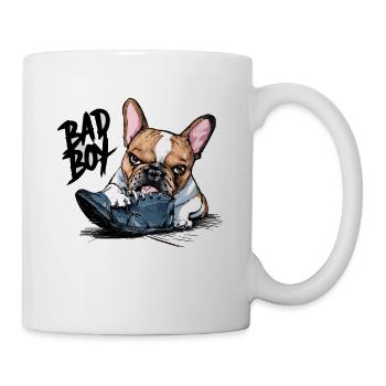 Französische Bulldogge zerkautem Schuh für - Tasse - Weiß - Rechts