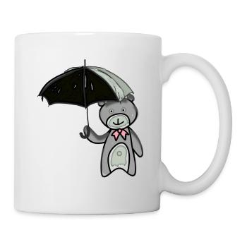 Teddy bear with umbrella - Mug - white - Right
