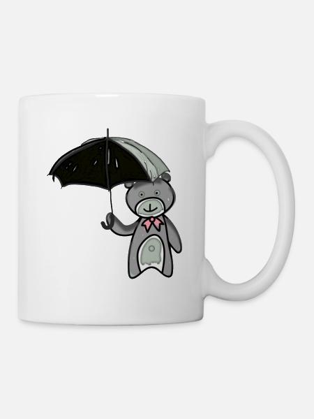 Teddybär mit Regenschirm - Tasse - Weiß