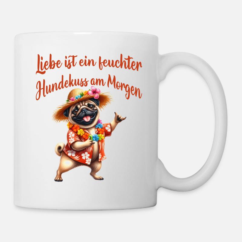 Liebe ist ein feuchter Hundekuss am Morgen - Tasse - Weiß