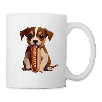 Cute Puppy Dog With Hot Dog - Mug - white - Right