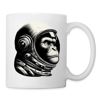 Schimpanse Astronaut Nachdenklich Kosmos - Tasse - Weiß - Rechts