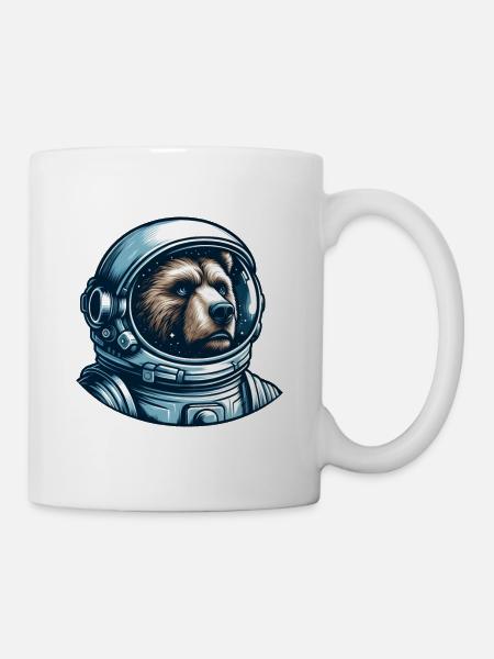 Nachdenkliches Bär im Weltraum - Tasse - Weiß