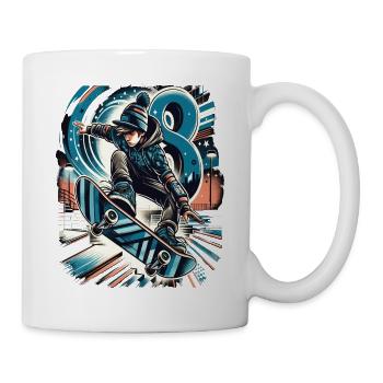 Skateboard Skater Design pour les garçons de 8 ans - Mug blanc - blanc - Droite