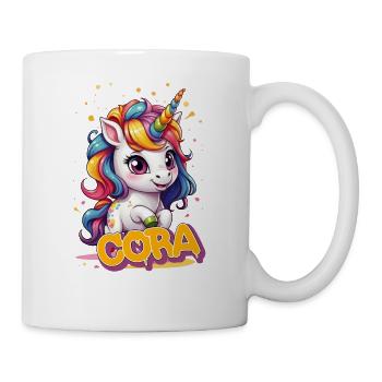 CORA - Schöner Mädchen Name mit süßem Einhorn - Tasse - Weiß - Rechts